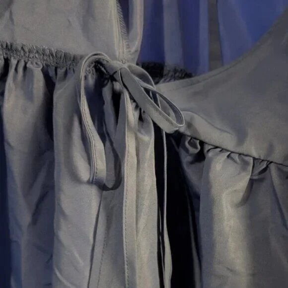 NWOT Monki Women Long Sleeve Midi Wrap Front Side Tie Dress Blue Size 38 (US 6) - Picture 8 of 14